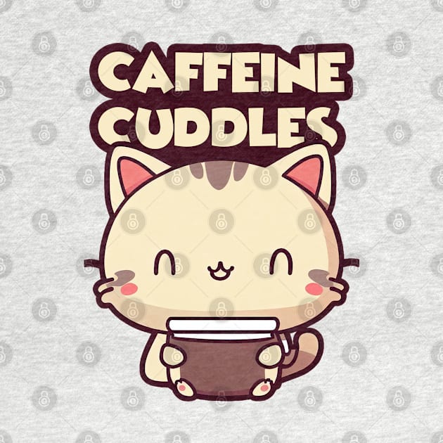 Caffeine & Cuddles - Cat Drinking Coffee by Patternora